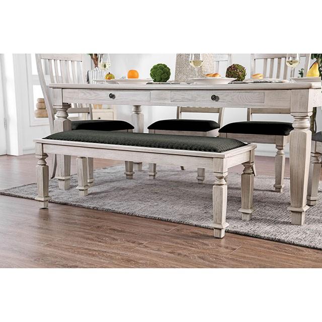 Georgia Antique White/Gray Bench - Joseph's Furniture (East Orange, NJ)