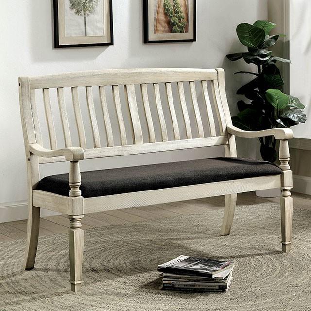 Georgia Antique White/Gray Love Seat Bench - Joseph's Furniture (East Orange, NJ)