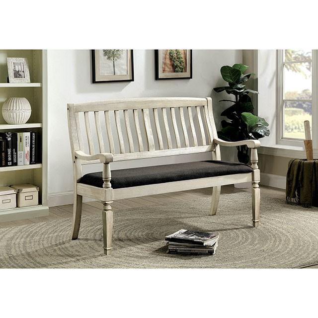 Georgia Antique White/Gray Love Seat Bench - Joseph's Furniture (East Orange, NJ)