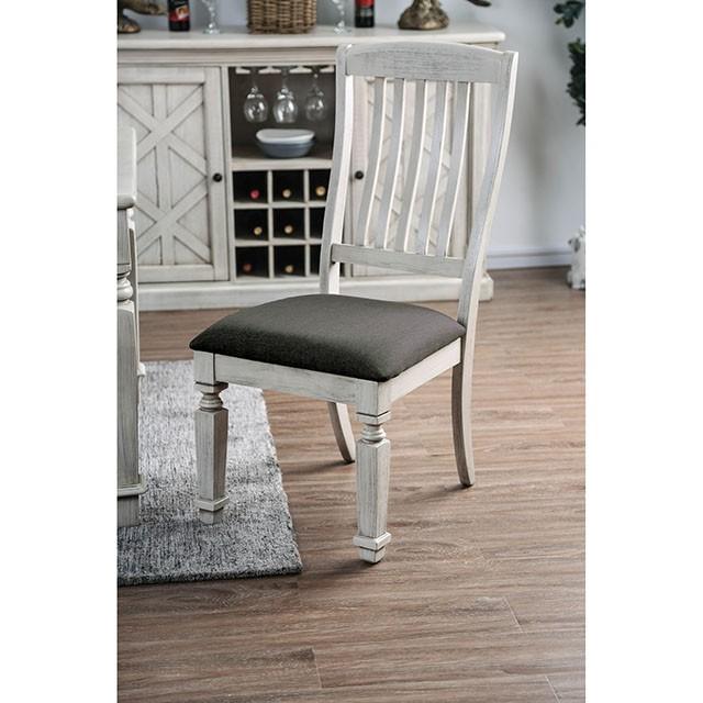 Georgia Antique White/Gray Side Chair (2/CTN) - Joseph's Furniture (East Orange, NJ)