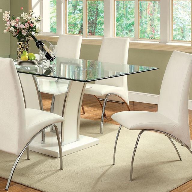 Glenview White/Chrome Dining Table - Joseph's Furniture (East Orange, NJ)