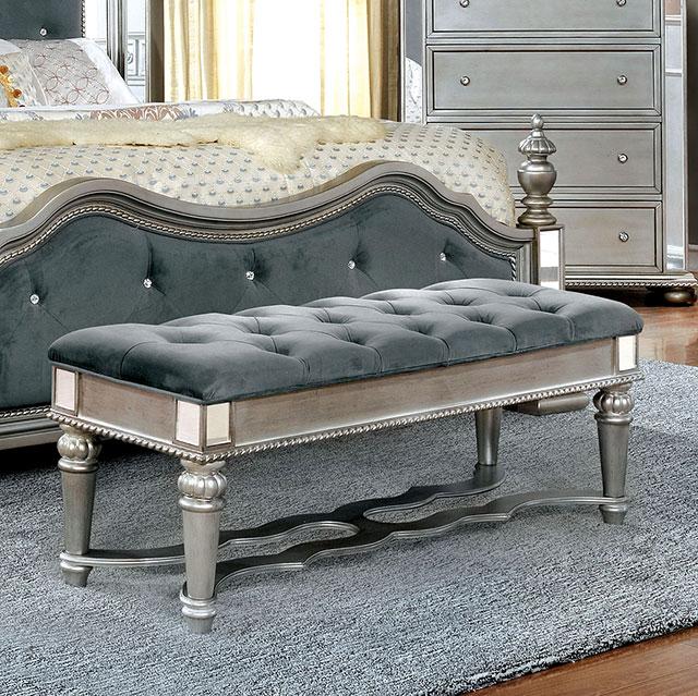 Azha Silver/Gray Bench - Joseph's Furniture (East Orange, NJ)