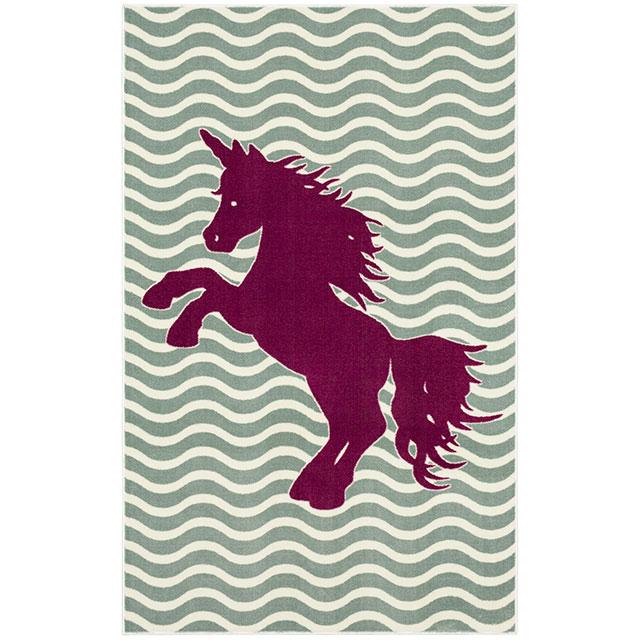 BARON 5' X 8', Area Rug, Horse, Sage Green/Fuchsia - Joseph's Furniture (East Orange, NJ)