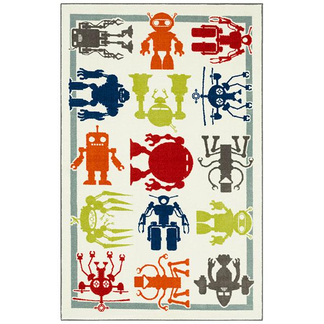 BARON 5' X 8', Area Rug, Robots, Multi/Ivory - Joseph's Furniture (East Orange, NJ)