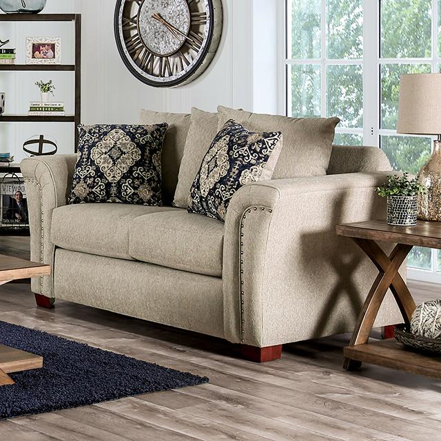 BELSIZE Loveseat Grey, Beige, & Choclate
