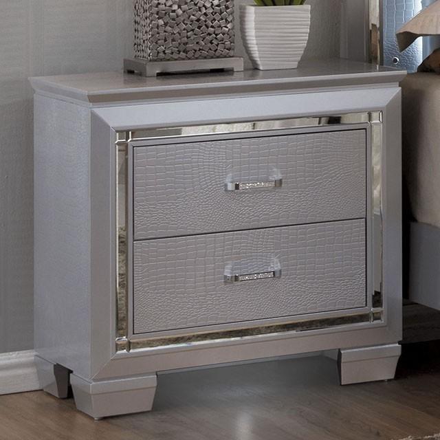 BELLANOVA Silver Night Stand - Joseph's Furniture (East Orange, NJ)
