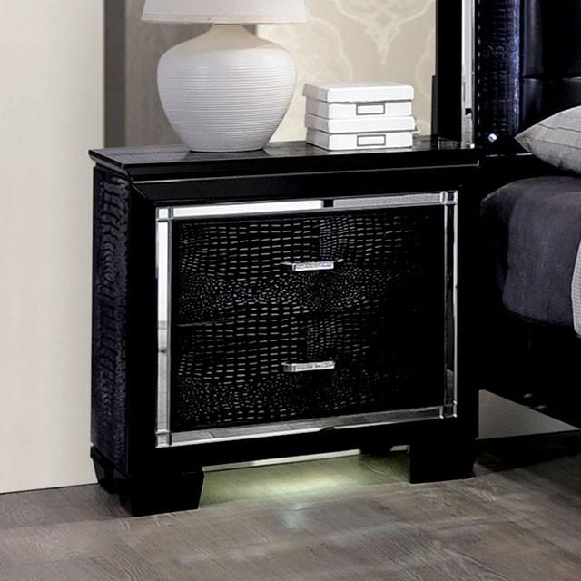 BELLANOVA Black Night Stand - Joseph's Furniture (East Orange, NJ)