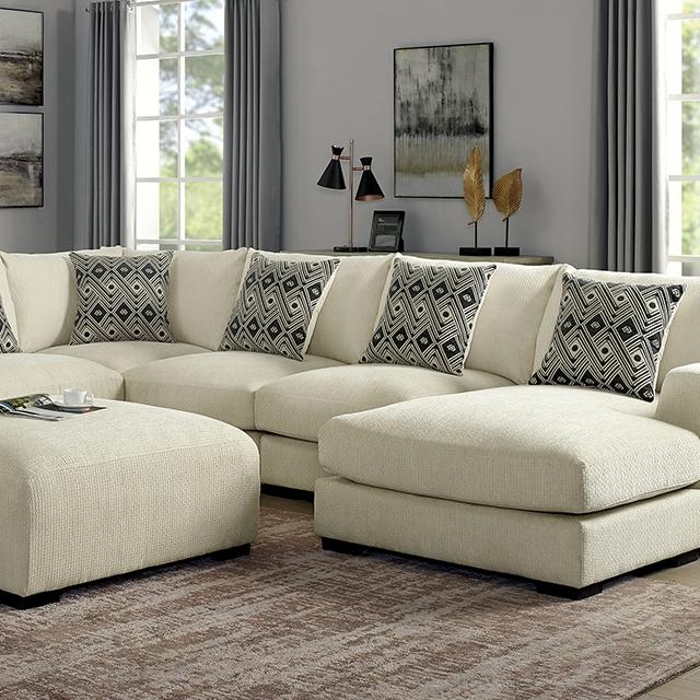 Kaylee U-Sectional w/ Right Chaise + Ottoman - Joseph's Furniture (East Orange, NJ)