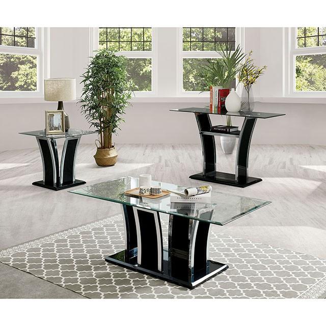 Staten Glossy Black/Chrome Coffee Table - Joseph's Furniture (East Orange, NJ)