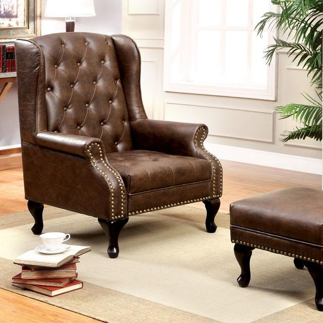 VAUGH Rustic Brown Accent Chair - Joseph's Furniture (East Orange, NJ)