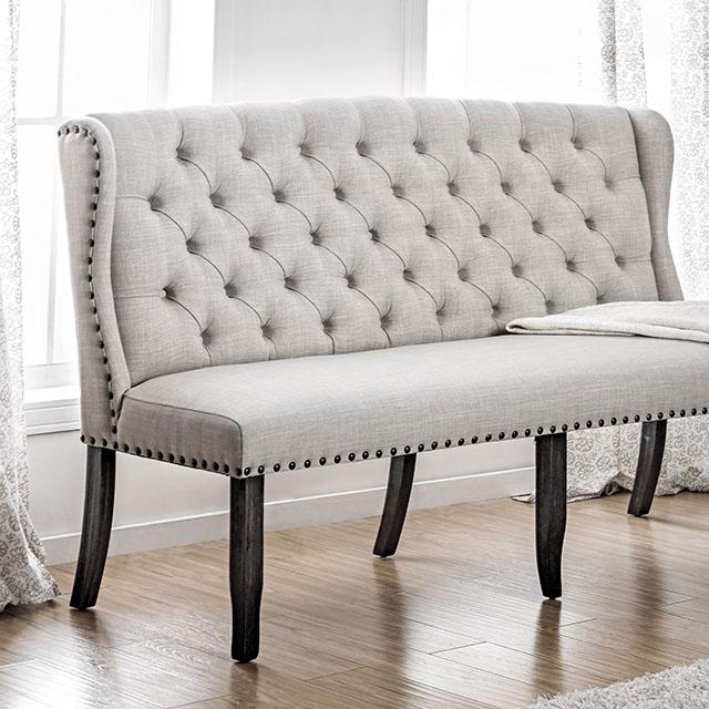 SANIA 3-Seater Loveseat Bench, Ivory - Joseph's Furniture (East Orange, NJ)
