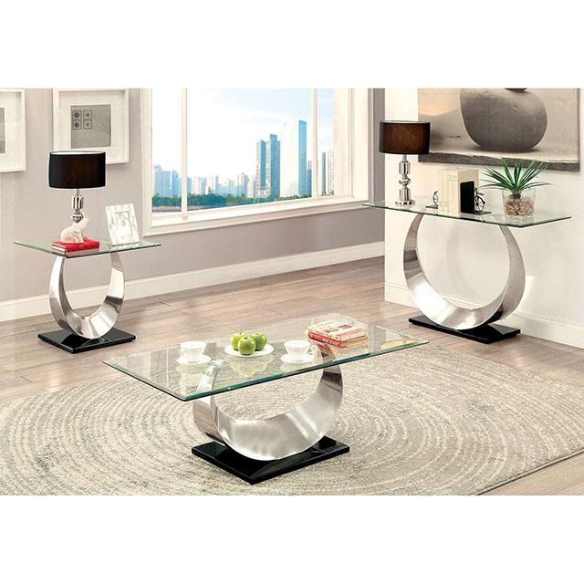 ORLA II Satin Plated/Black Coffee Table - Joseph's Furniture (East Orange, NJ)