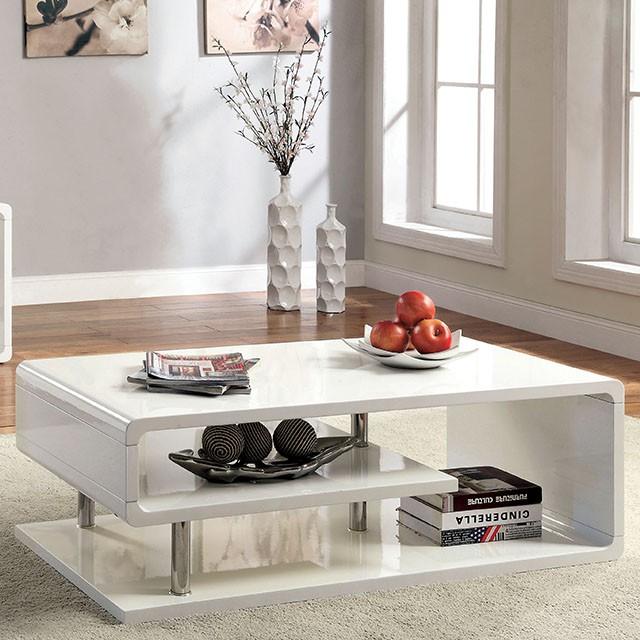 Ninove I White/Chrome Coffee Table - Joseph's Furniture (East Orange, NJ)