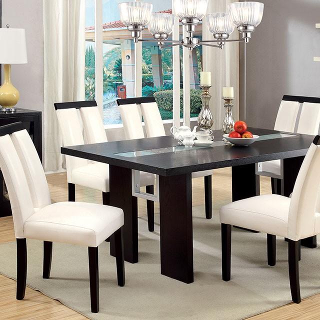Luminar Black Glass-Insert Dining Table - Joseph's Furniture (East Orange, NJ)