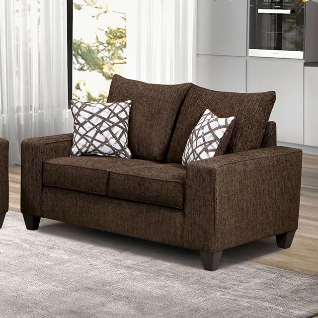 WEST ACTION Loveseat, Chocolate - Joseph's Furniture (East Orange, NJ)