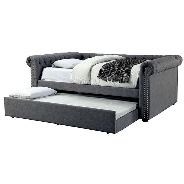 LEANNA Gray Daybed w/ Trundle, Gray - Joseph's Furniture (East Orange, NJ)