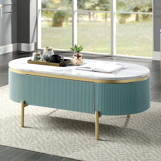 KOBLENZ Coffee Table, Light Teal - Joseph's Furniture (East Orange, NJ)