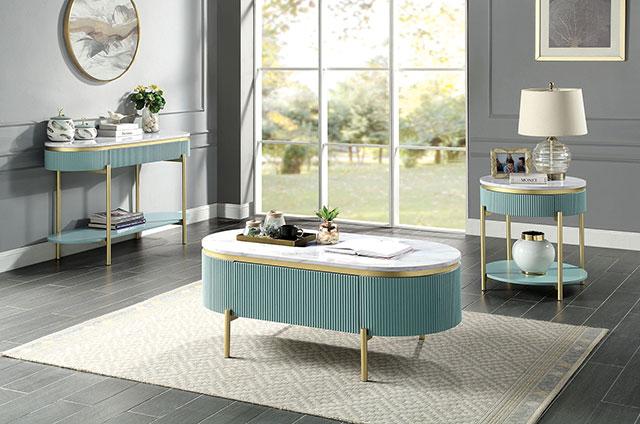 KOBLENZ Sofa Table, Light Teal - Joseph's Furniture (East Orange, NJ)
