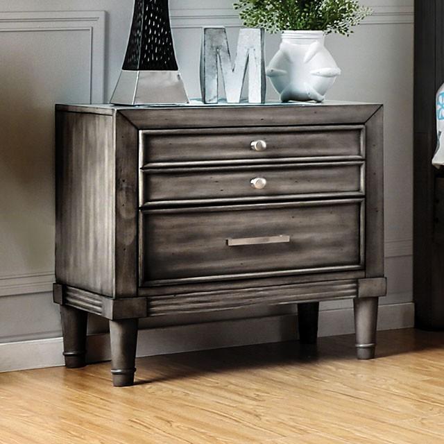 DAPHNE Gray Night Stand - Joseph's Furniture (East Orange, NJ)