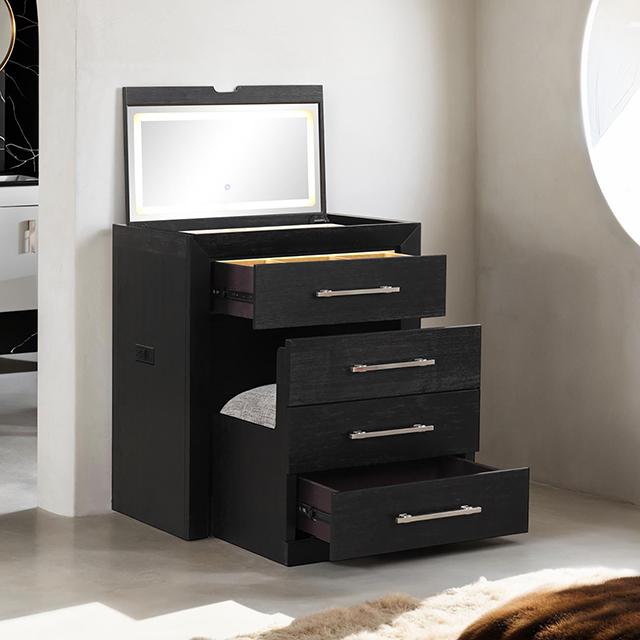 Ashbourne Bedside Vanity Set with Stool Contemporary - Joseph's Furniture (East Orange, NJ)