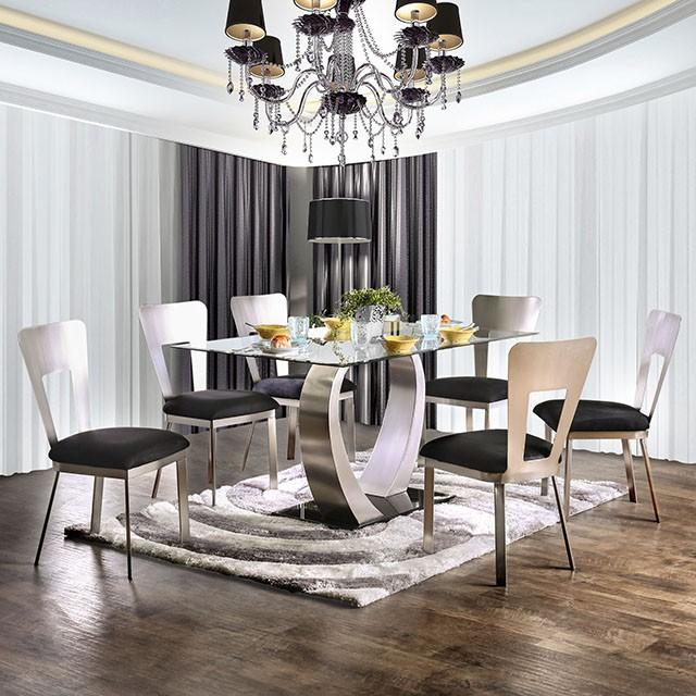 NOVA Silver/Black Dining Table - Joseph's Furniture (East Orange, NJ)