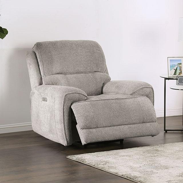 MORCOTE Power Recliner, Light Gray - Joseph's Furniture (East Orange, NJ)