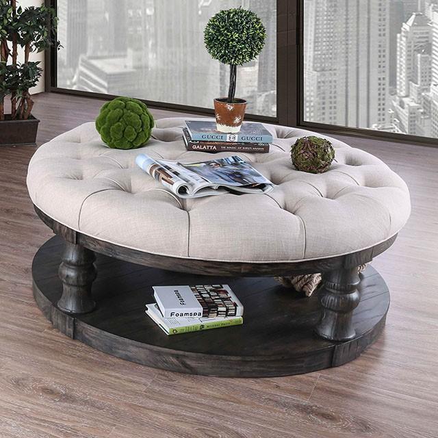 Mika Antique Gray Coffee Table w/ Cushion Top - Joseph's Furniture (East Orange, NJ)
