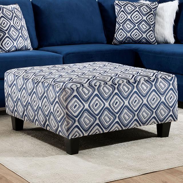 WALDPORT Ottoman, Navy/White - Joseph's Furniture (East Orange, NJ)