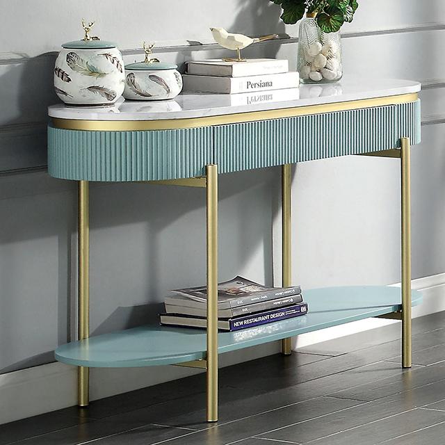 KOBLENZ Sofa Table, Light Teal - Joseph's Furniture (East Orange, NJ)