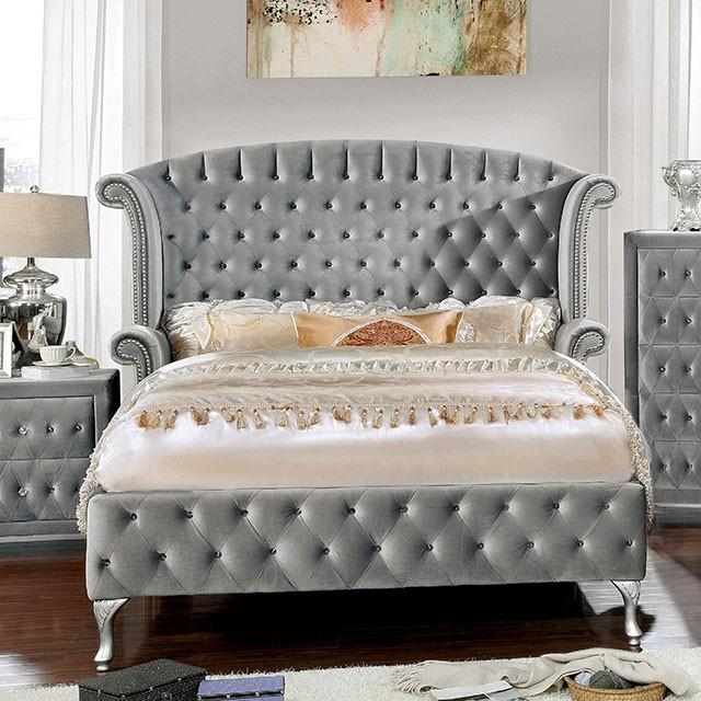 Alzir Gray & Black Queen & E.King Bed - Joseph's Furniture (East Orange, NJ)