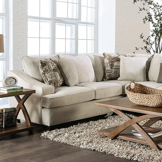 MORNINGTON Sectional, Ivory/Brown - Joseph's Furniture (East Orange, NJ)