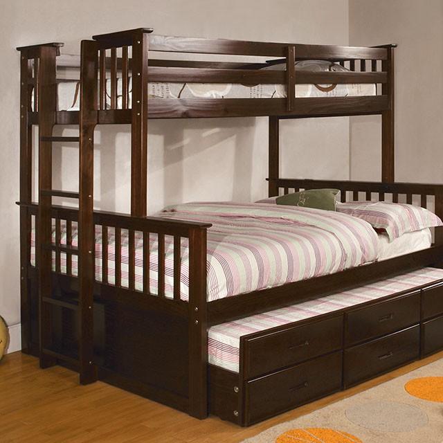 University I Dark Walnut Twin/Full Bunk Bed + Trundle - Joseph's Furniture (East Orange, NJ)