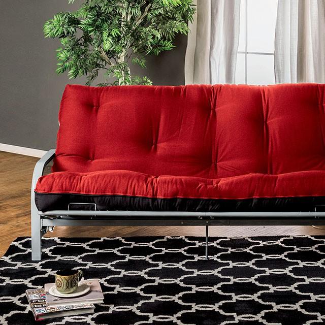 KNOX Red 8" Red/Black Futon Mattress w/ Inner Spring - Joseph's Furniture (East Orange, NJ)