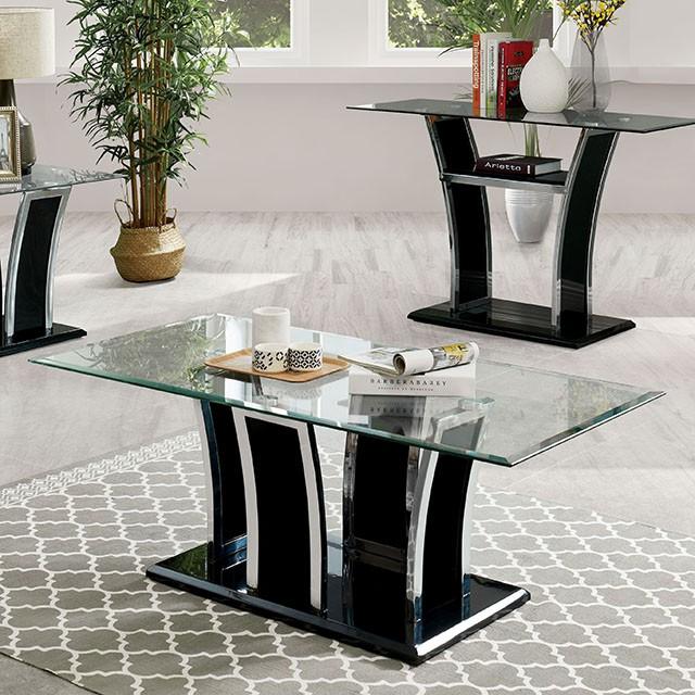 Staten Glossy Black/Chrome Coffee Table - Joseph's Furniture (East Orange, NJ)