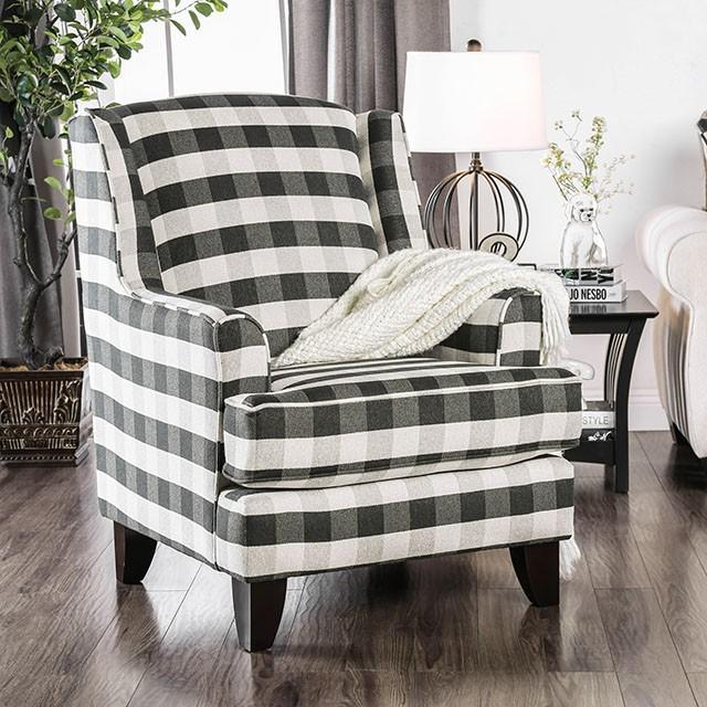 Patricia Ivory/Black Stripe Chair - Joseph's Furniture (East Orange, NJ)