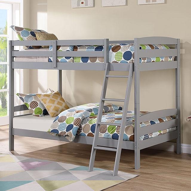 Candice Twin/Twin Bunk Bed White & Gray - Joseph's Furniture (East Orange, NJ)