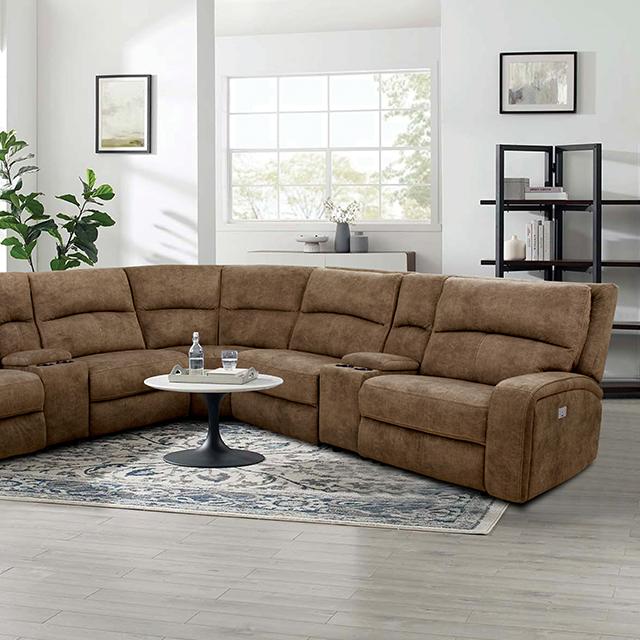 APOSTOLOS Power Sectional, Brown - Joseph's Furniture (East Orange, NJ)