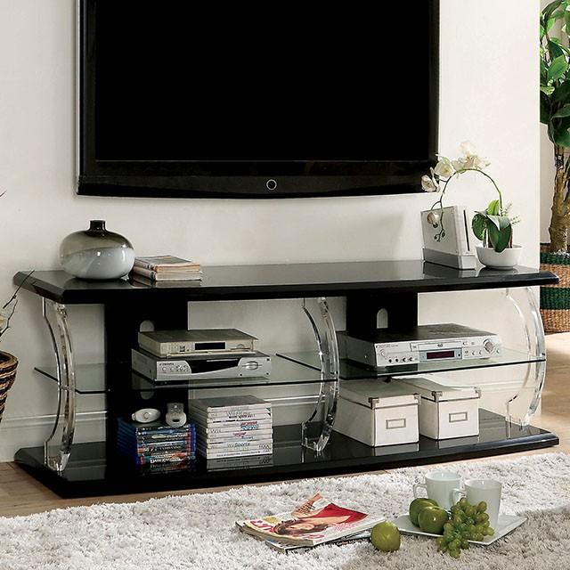 Ernst Black/Clear 60" TV Stand - Joseph's Furniture (East Orange, NJ)