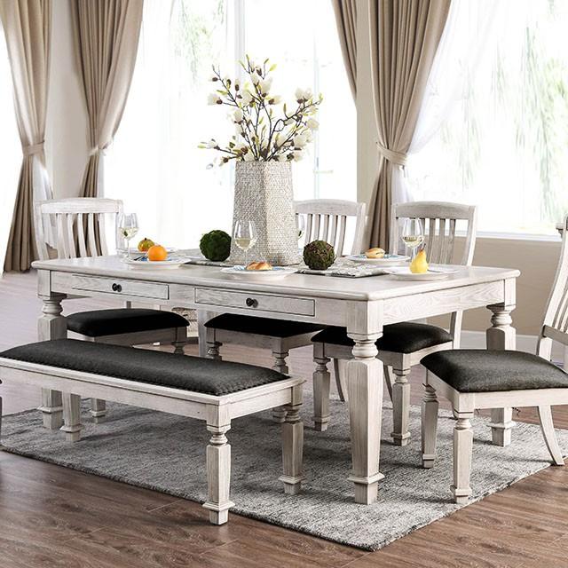 Georgia Antique White/Gray Dining Table - Joseph's Furniture (East Orange, NJ)
