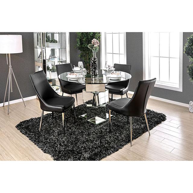 Izzy Chrome Round Dining Table - Joseph's Furniture (East Orange, NJ)
