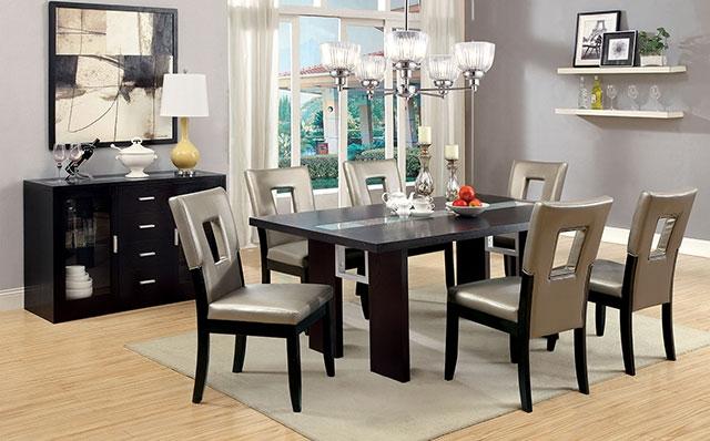 Luminar Black Glass-Insert Dining Table - Joseph's Furniture (East Orange, NJ)