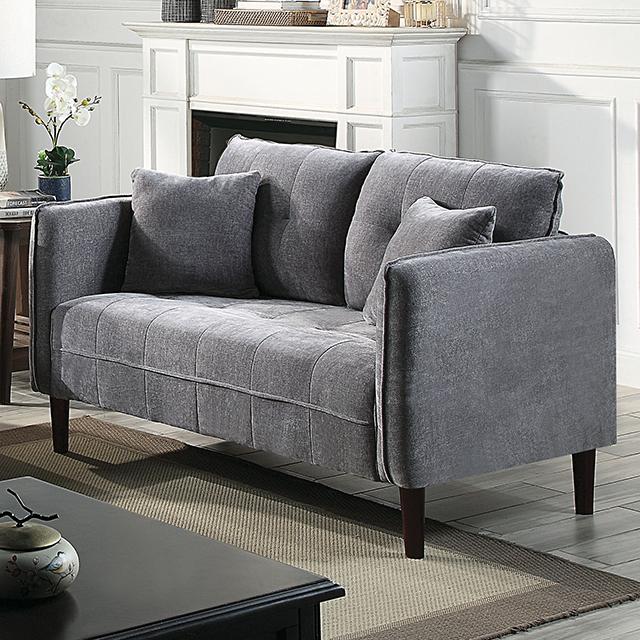 LYNDA Loveseat w/ Pillows, Dark Gray - Joseph's Furniture (East Orange, NJ)