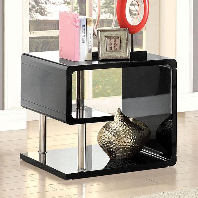 Ninove Black/Chrome End Table - Joseph's Furniture (East Orange, NJ)