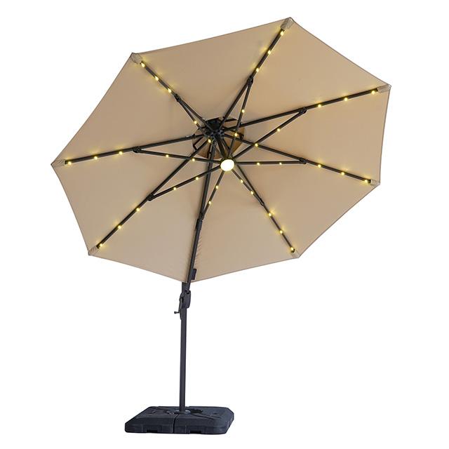 Nuti 10 Ft Round Umbrella w/ LED Light + 37" Large Base - Joseph's Furniture (East Orange, NJ)