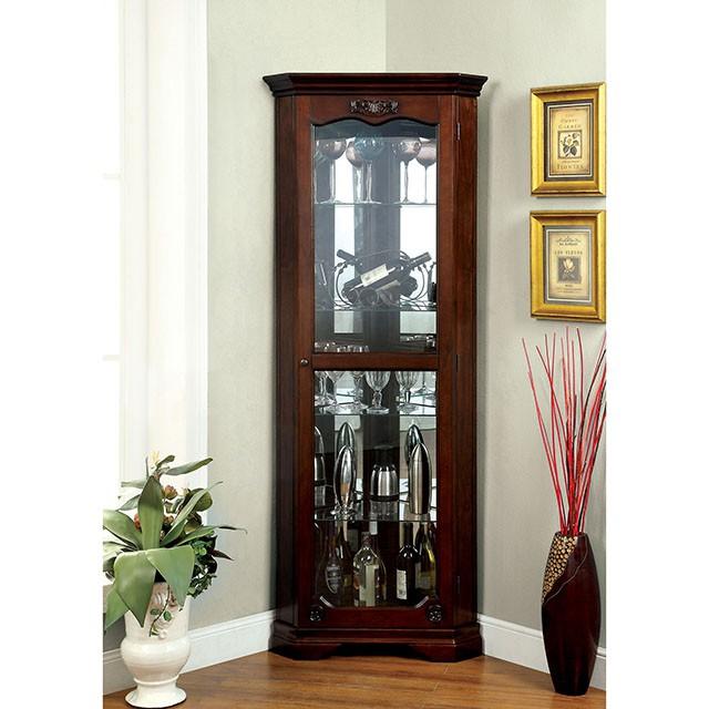 ORTLEY Walnut Curio - Joseph's Furniture (East Orange, NJ)