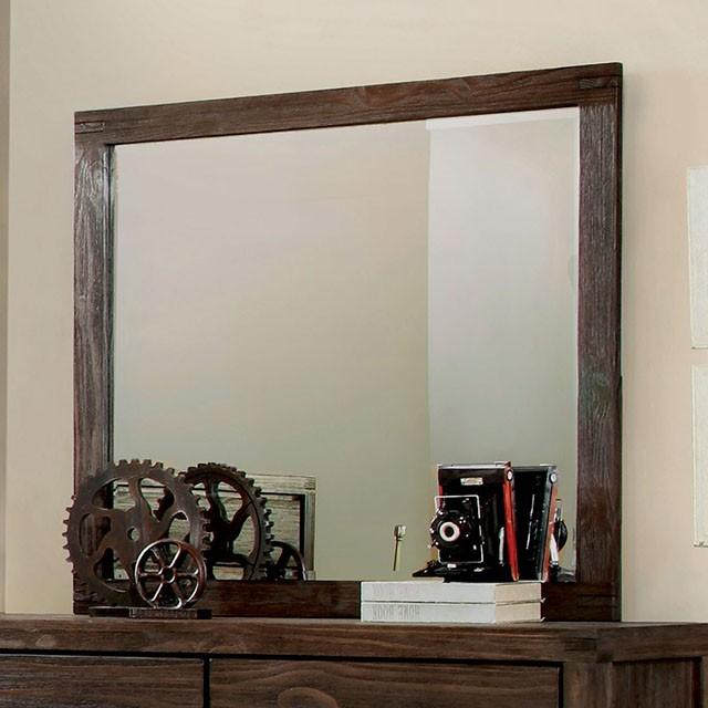 Rexburg Wire-Brushed Rustic Brown Mirror - Joseph's Furniture (East Orange, NJ)