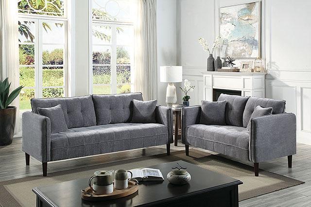 LYNDA Loveseat w/ Pillows, Dark Gray - Joseph's Furniture (East Orange, NJ)