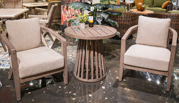 Joy Lagoon Outdoor Chairs with Cushions/Table (Set of 3) - Joseph's Furniture (East Orange, NJ)