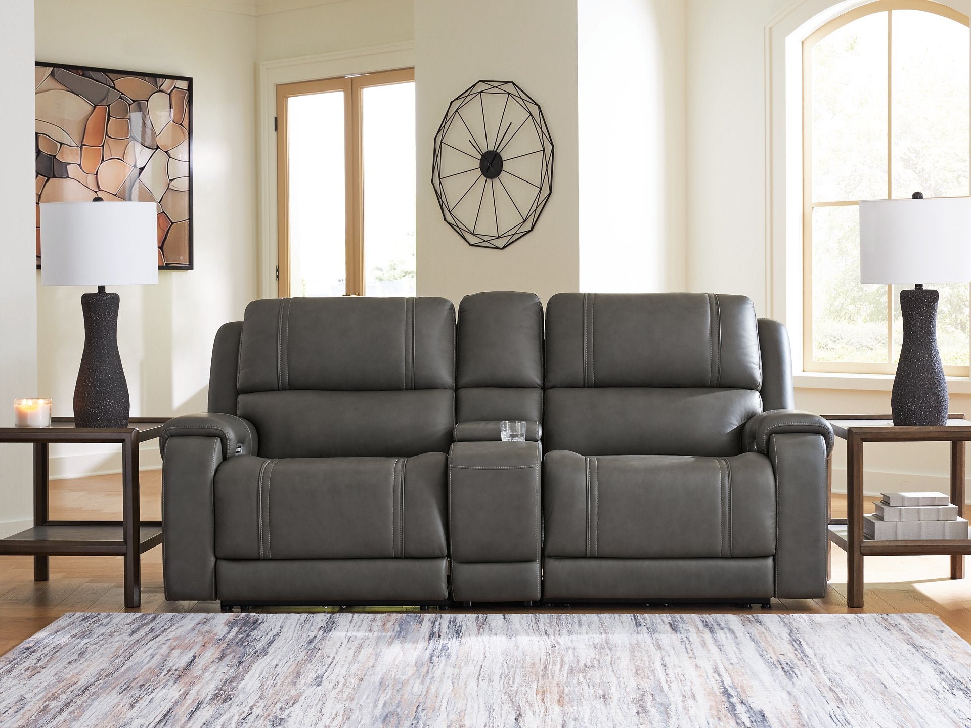 5Z - Pittson Power Reclining Sectional Loveseat with Console - Joseph's Furniture (East Orange, NJ)