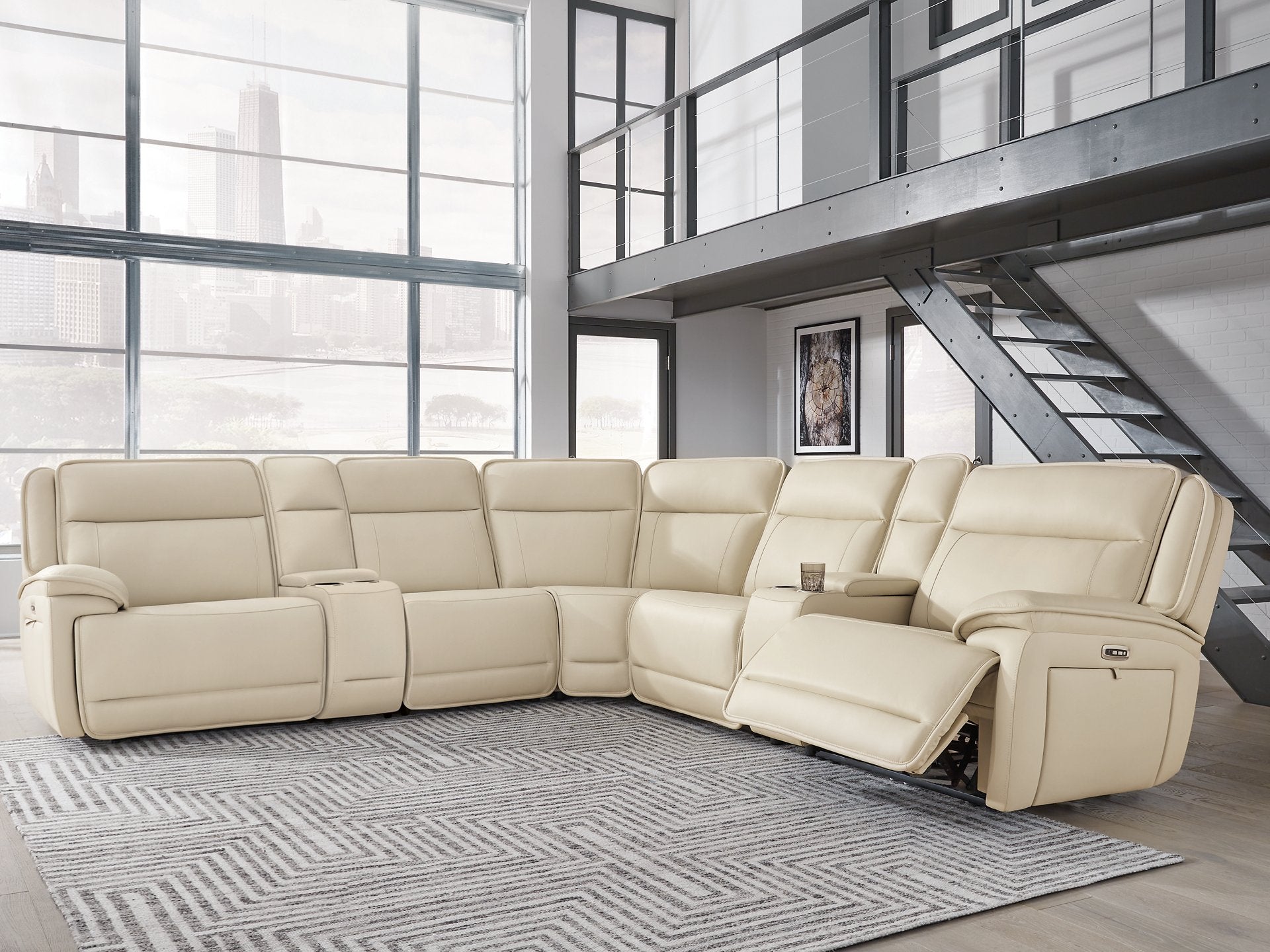 Double Deal Reclining Sectional with 2 Consoles - Joseph's Furniture (East Orange, NJ)